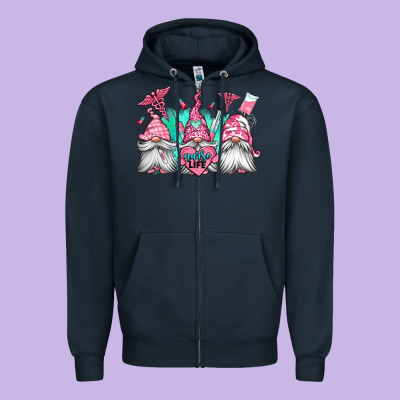 Nurse Gnomes Zipper Hoodie Designed By Jasminsmagicworld