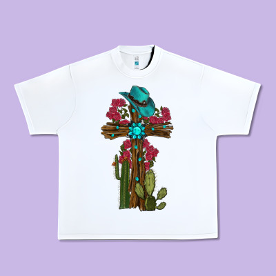 Cross Gemstone Cactus Roses Cowboy Hat Urban Heavy Tee Designed By Ranaportraitstore