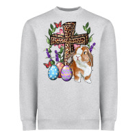 Heather Grey Easter bunny and floral cross Heavyweight Sweatshirt - RanaPortraitStore