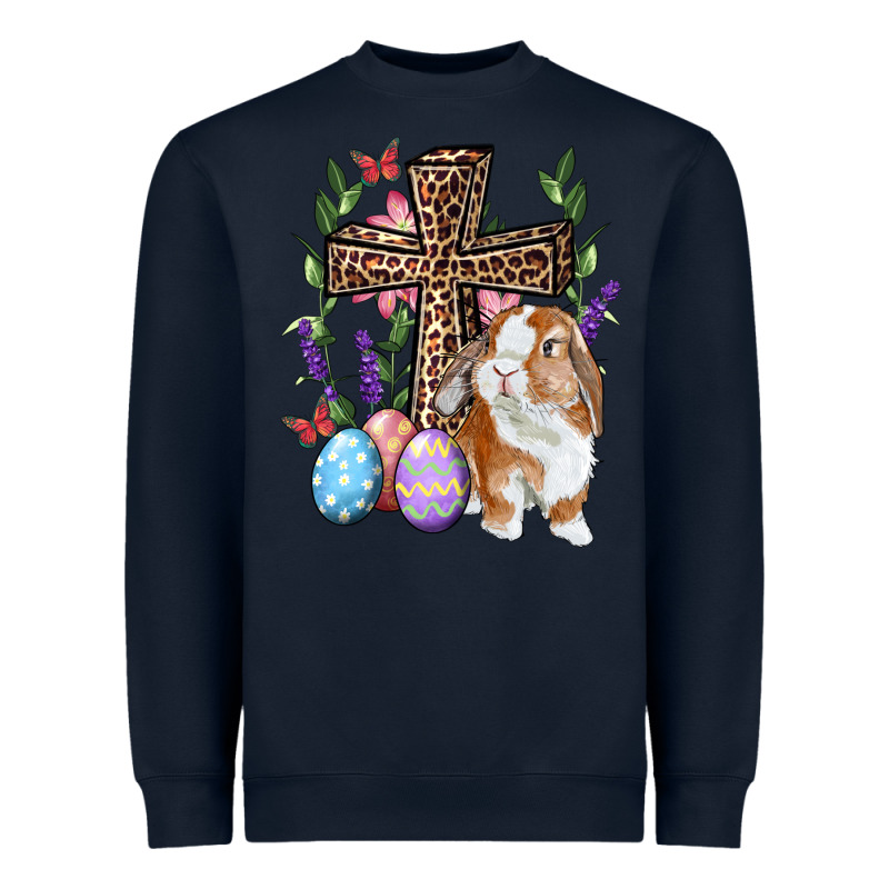 Easter Bunny And Floral Cross Heavyweight Sweatshirt by RanaPortraitStore | Teevron