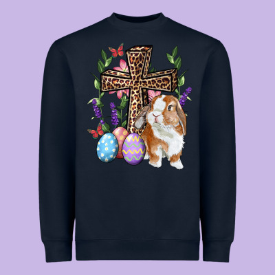 Heavyweight Sweatshirt Easter bunny and floral cross