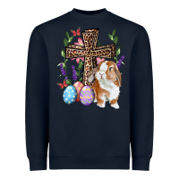 Navy Easter bunny and floral cross Heavyweight Sweatshirt - RanaPortraitStore