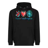 Black Peace Love Turquoise Heavyweight Hoodie - Jasminsmagicworld