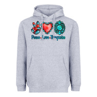 Heather Grey Peace Love Turquoise Heavyweight Hoodie - Jasminsmagicworld