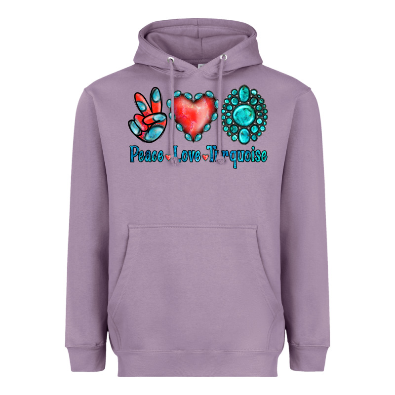Peace Love Turquoise Heavyweight Hoodie by Jasminsmagicworld | Teevron