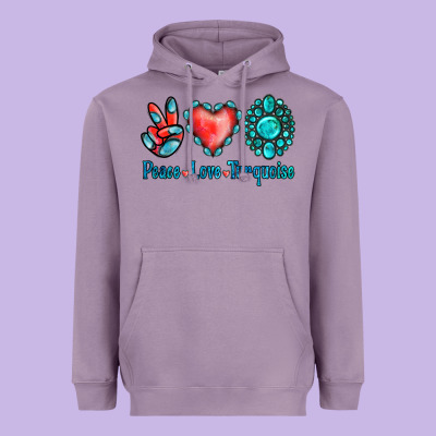 Peace Love Turquoise Heavyweight Hoodie Designed By Jasminsmagicworld