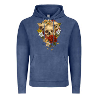 Vintage Denim Triangle Flower Skeletons Vintage Hoodie - RanaPortraitStore