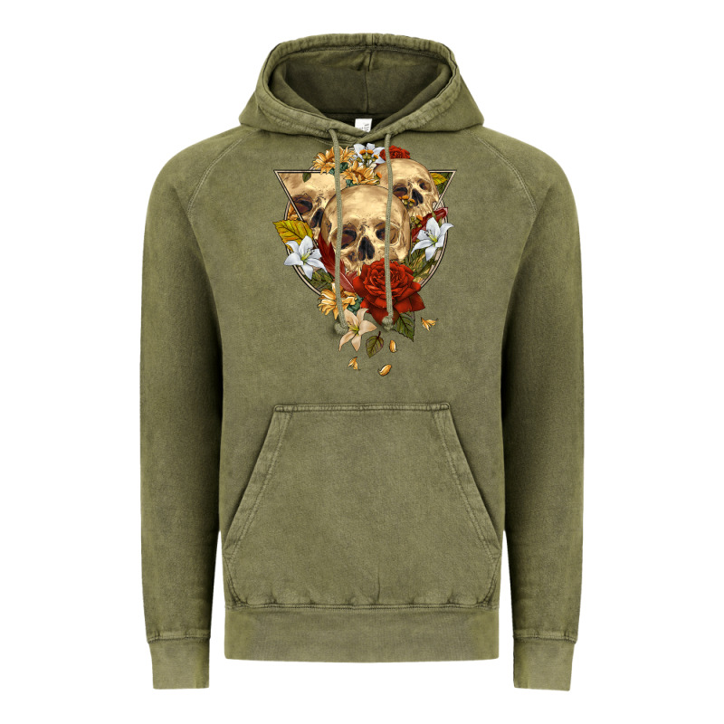 Triangle Flower Skeletons Vintage Hoodie by RanaPortraitStore | Teevron