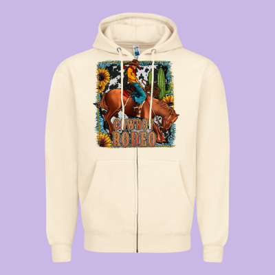 Cowboy Rodeo Zipper Hoodie Designed By Jahusdesignshop