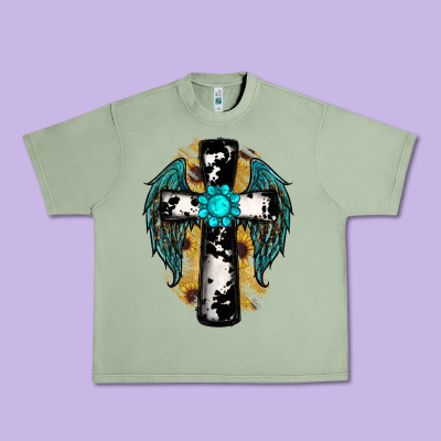 Cross Gemstone Wings Urban Heavy Tee Designed By Ranaportraitstore