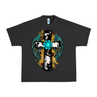Pigment Black cross gemstone wings Urban Heavy Tee - RanaPortraitStore