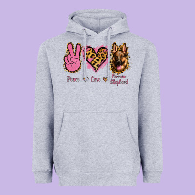 Peace Love German Shepherd Heavyweight Hoodie Designed By Jasminsmagicworld