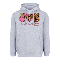 Heather Grey Peace Love German Shepherd Heavyweight Hoodie - Jasminsmagicworld