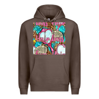 Coffee hair boss and hand mirror with money and leopard seamless pattern bbs Premium Hoodie - BundleAndBundleShop