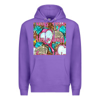 Purple hair boss and hand mirror with money and leopard seamless pattern bbs Premium Hoodie - BundleAndBundleShop