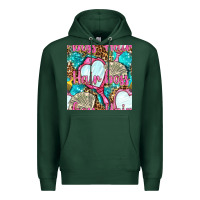 Sports Green hair boss and hand mirror with money and leopard seamless pattern bbs Premium Hoodie - BundleAndBundleShop