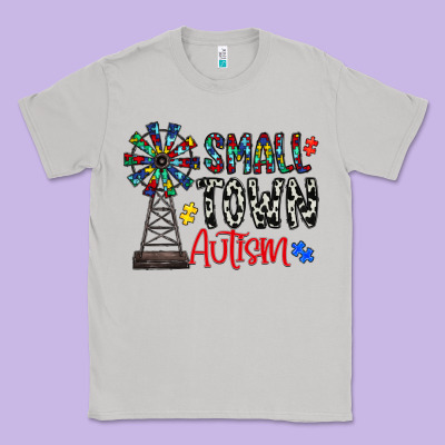 Small Town Autism Classic Tee Designed By Cowhidedigitalart