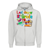 Dove Grey last day of fifth grade Zipper Hoodie - Artiststas