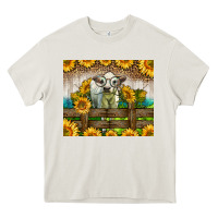 Cream Western Charolais Heifer With Sunflowers Heavy Core Tee - LillyAllenDesigns