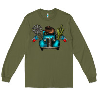 Army Green texas truck Long Sleeve Tee - CowhideDigitalArt