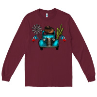 Burgundy texas truck Long Sleeve Tee - CowhideDigitalArt