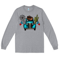 Heather Grey texas truck Long Sleeve Tee - CowhideDigitalArt