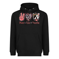 Black Peace Love French Bulldog Heavyweight Hoodie - Jasminsmagicworld