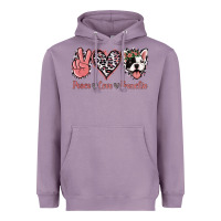 Lavender Peace Love French Bulldog Heavyweight Hoodie - Jasminsmagicworld