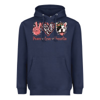 Navy Peace Love French Bulldog Heavyweight Hoodie - Jasminsmagicworld