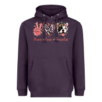 Plum Peace Love French Bulldog Heavyweight Hoodie - Jasminsmagicworld
