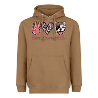 Toasted Coconut Peace Love French Bulldog Heavyweight Hoodie - Jasminsmagicworld