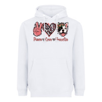 White Peace Love French Bulldog Heavyweight Hoodie - Jasminsmagicworld