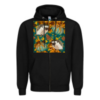 Black hedgehog and pumpkins seamless pattern Zipper Hoodie - BundleAndBundleShop