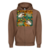 Chestnut hedgehog and pumpkins seamless pattern Zipper Hoodie - BundleAndBundleShop