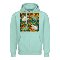 Seafoam hedgehog and pumpkins seamless pattern Zipper Hoodie - BundleAndBundleShop