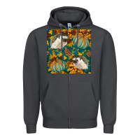 Smoke hedgehog and pumpkins seamless pattern Zipper Hoodie - BundleAndBundleShop