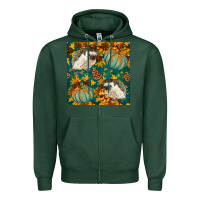 Sports Green hedgehog and pumpkins seamless pattern Zipper Hoodie - BundleAndBundleShop