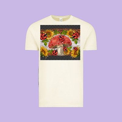 Ladybug Mushrooms Vintage Tee Designed By Barkaloodesign