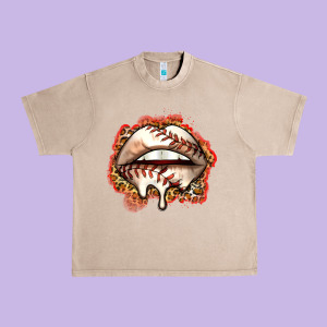 Baseball Lips Urban Heavy Tee Designed By Zillion Design Studio
