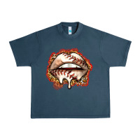Midnight Navy baseball lips Urban Heavy Tee - Zillion Design Studio