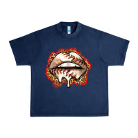 Navy baseball lips Urban Heavy Tee - Zillion Design Studio