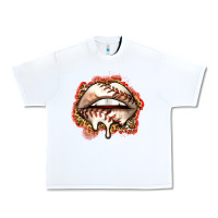 White baseball lips Urban Heavy Tee - Zillion Design Studio