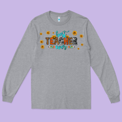 Best Teacher Ever 16oz Libbey Glass Long Sleeve Tee Designed By Hra Design Shop