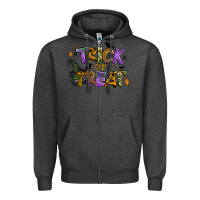 Charcoal Heather trick or treat Zipper Hoodie - BundleAndBundleShop