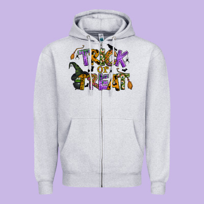 Trick Or Treat Zipper Hoodie Designed By Bundleandbundleshop