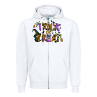 White trick or treat Zipper Hoodie - BundleAndBundleShop