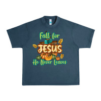Midnight Navy Fall for Jesus He Never Leaves Urban Heavy Tee - texasbilliewilder