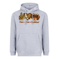 Heather Grey Peace Love Dachshund Heavyweight Hoodie - Jasminsmagicworld