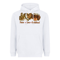 White Peace Love Dachshund Heavyweight Hoodie - Jasminsmagicworld
