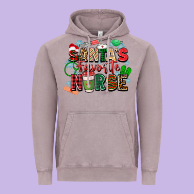 Santa's Favorite Nurse Vintage Hoodie Designed By Zillion Design Studio